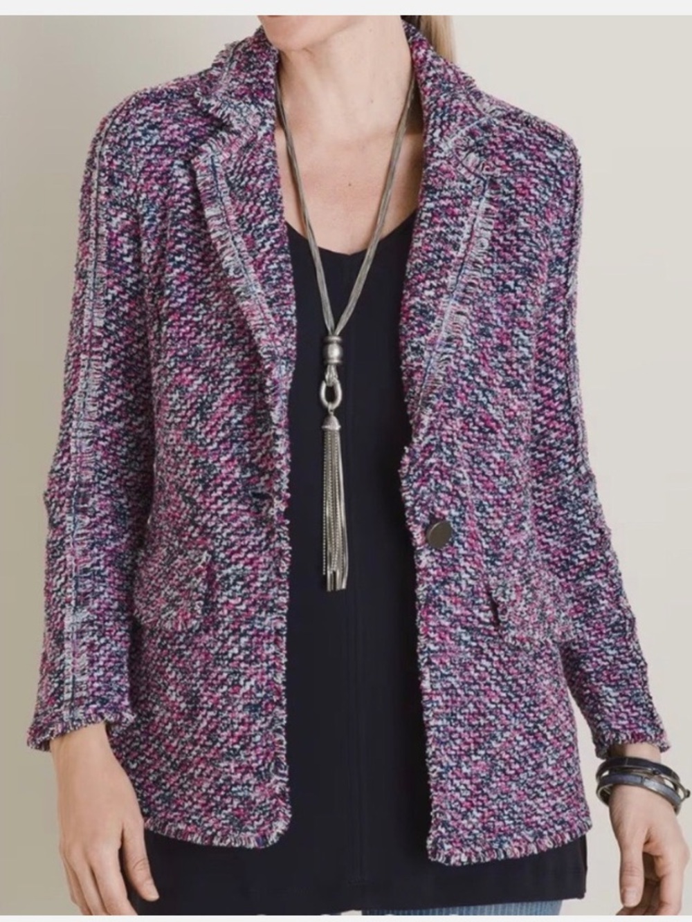 Chico's Pink Multi-Tone Knit Blazer